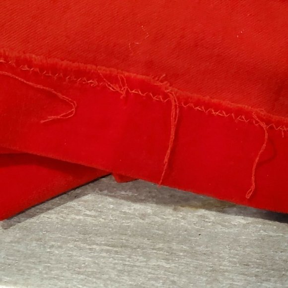 Vintage 70s Girls Sz Medium Christmas Velvet Maxi Dress Red Peter Pan Collar - Picture 10 of 11